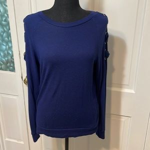 Long sleeve navy blue knit top